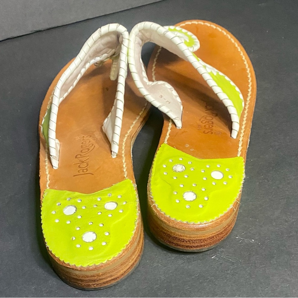 Jack Rogers Lime Green and Tan Women's Sandals - Picture 3 of 8